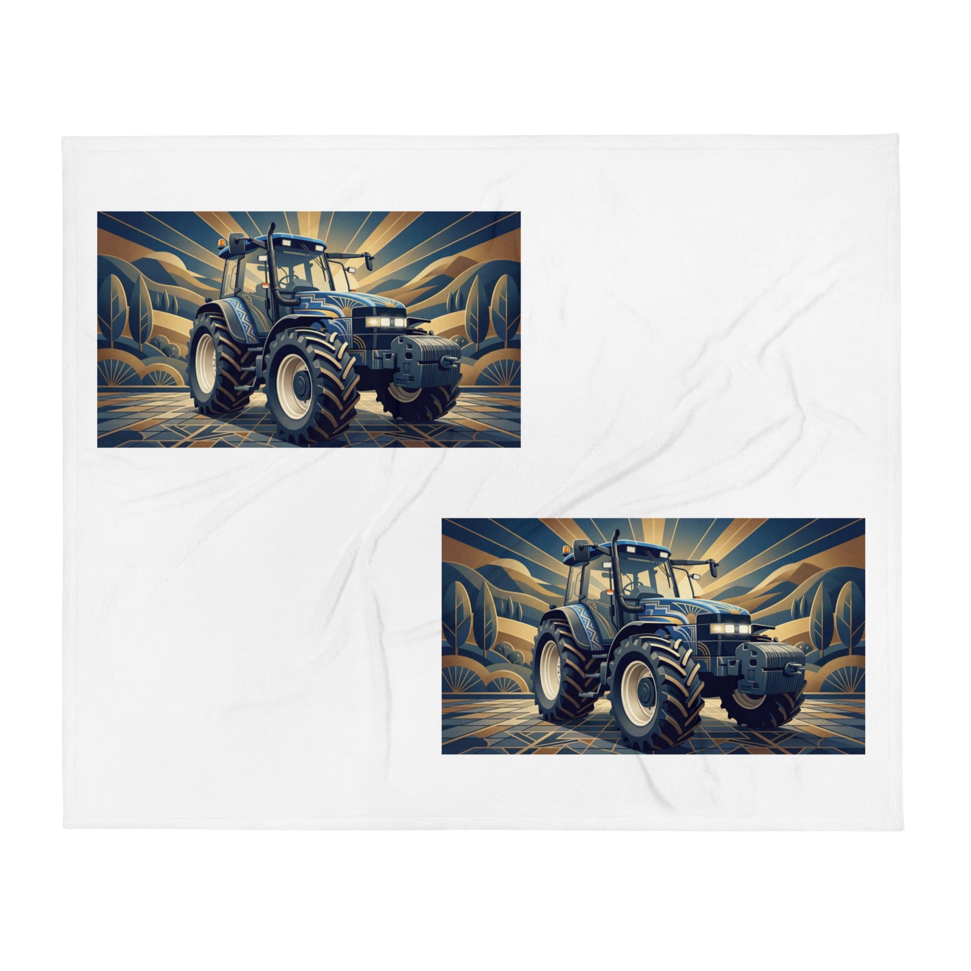 The Tractor Mugs Store New Holland TM 155  | Art Deco Throw Blanket Quality Farmers Merch