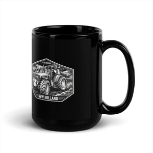 The Tractor Mugs Store New Holland TM 155 OLD SCHOOL NEW HOLLAND Moose | Black Mug Quality Farmers Merch