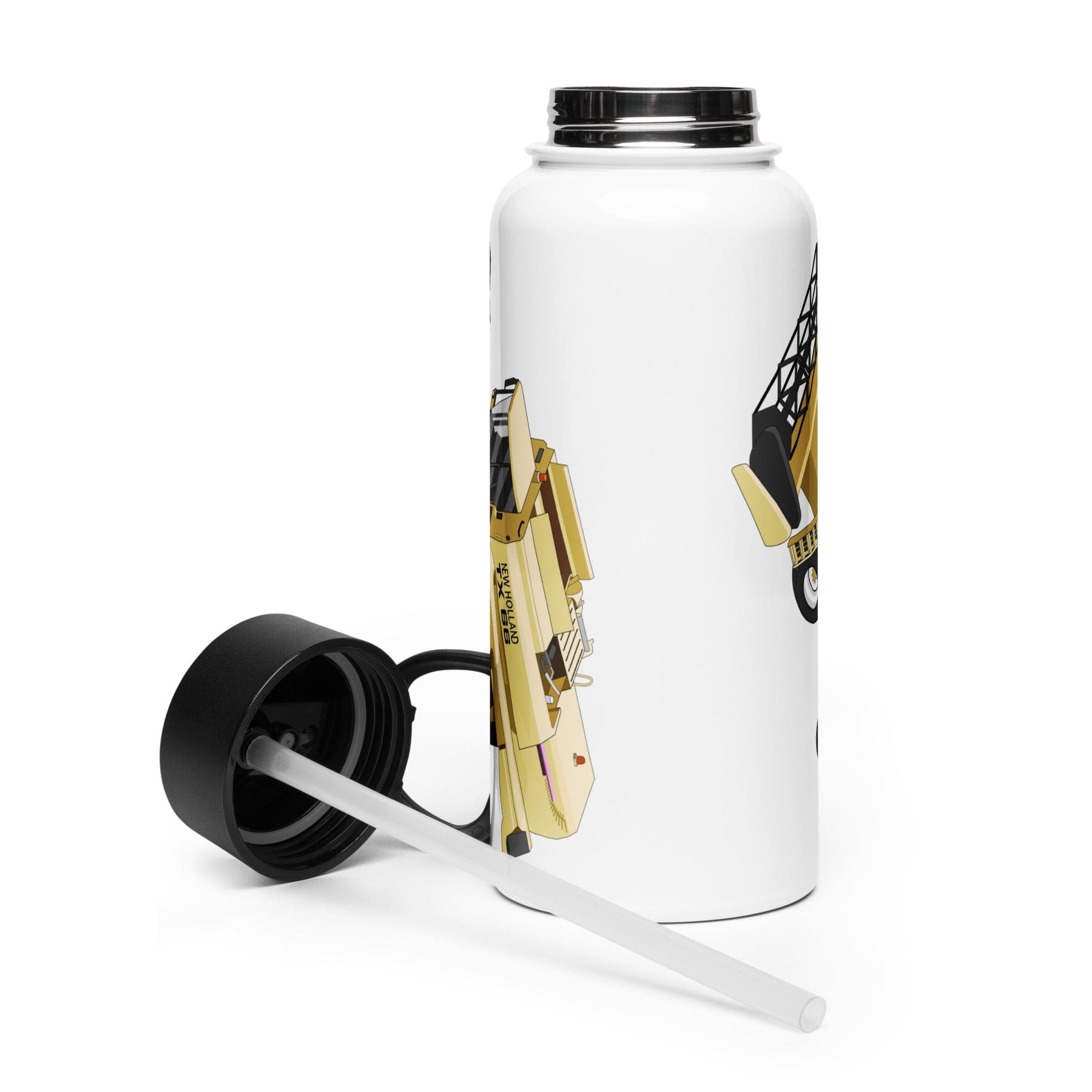 The Tractor Mugs Store New Holland TX 66 Combine Harvester | Stainless steel water bottle with a straw lid Quality Farmers Merch