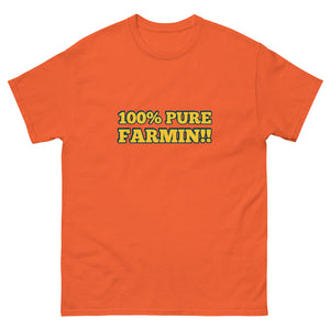The Tractor Mugs Store Orange / S 100% PURE FARMIN!! | Unisex classic tee Quality Farmers Merch