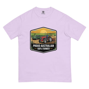 The Tractor Mugs Store Orchid Massey Ferguson 35X PROUD AUSTRALIAN 100% FARMER Bright | Unisex Premium T-shirt Quality Farmers Merch