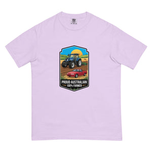 The Tractor Mugs Store Orchid New Holland T7.225 PROUD AUSTRALIAN 100% FARMER Bright | Unisex Premium T-shirt Quality Farmers Merch