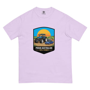 The Tractor Mugs Store Orchid New Holland TM 135 PROUD AUSTRALIAN 100% FARMER Bright | Unisex Premium T-shirt Quality Farmers Merch