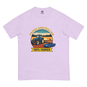 The Tractor Mugs Store Orchid New Holland TM 135 PROUD AUSTRALIAN 100% FARMER Outdoor | Unisex Premium T-shirt Quality Farmers Merch