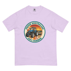 The Tractor Mugs Store Orchid New Holland TM 135 PROUD AUSTRALIAN 100% FARMER Retro | Unisex Premium T-shirt Quality Farmers Merch