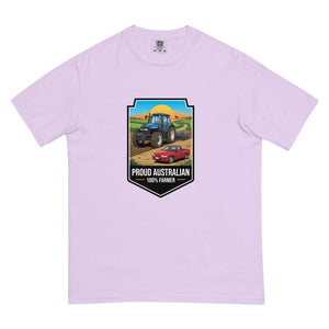 The Tractor Mugs Store Orchid New Holland TM 155 PROUD AUSTRALIAN 100% FARMER Bright | Unisex Premium T-shirt Quality Farmers Merch