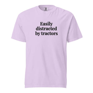 The Tractor Mugs Store Orchid / S Easily Distracted By Tractors | Unisex Premium T-shirt Quality Farmers Merch