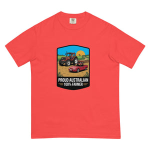 The Tractor Mugs Store Paprika FIATAGRI F140 PROUD AUSTRALIAN 100% FARMER Bright | Unisex Premium T-shirt Quality Farmers Merch