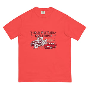 The Tractor Mugs Store Paprika FIATAGRI F140 PROUD AUSTRALIAN 100% FARMER Two Tone | Unisex Premium T-shirt Quality Farmers Merch