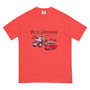 The Tractor Mugs Store Paprika John Deere 7810 PROUD AUSTRALIAN 100% FARMER Two Tone | Unisex Premium T-shirt Quality Farmers Merch