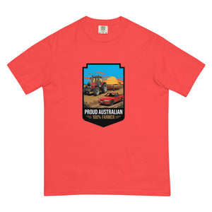The Tractor Mugs Store Paprika Massey Ferguson 3075 PROUD AUSTRALIAN 100% FARMER Bright | Unisex Premium T-shirt Quality Farmers Merch