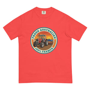 The Tractor Mugs Store Paprika Massey Ferguson 3075 PROUD AUSTRALIAN 100% FARMER Retro | Unisex Premium T-shirt Quality Farmers Merch