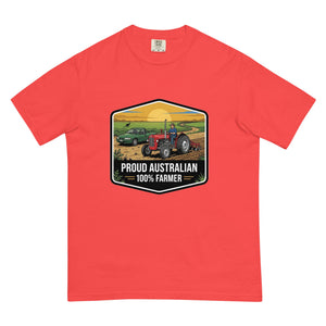The Tractor Mugs Store Paprika Massey Ferguson 35X PROUD AUSTRALIAN 100% FARMER Bright | Unisex Premium T-shirt Quality Farmers Merch