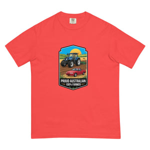 The Tractor Mugs Store Paprika New Holland T7.225 PROUD AUSTRALIAN 100% FARMER Bright | Unisex Premium T-shirt Quality Farmers Merch