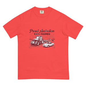 The Tractor Mugs Store Paprika New Holland TM 155 PROUD AUSTRALIAN 100% FARMER Two Tone | Unisex Premium T-shirt Quality Farmers Merch