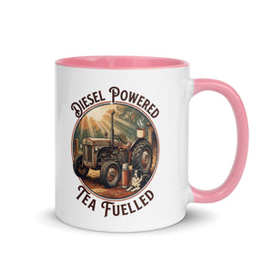 The Tractor Mugs Store Pink / 11 oz Diesel Powered. Tea Fuelled | Mug with Color Inside Quality Farmers Merch
