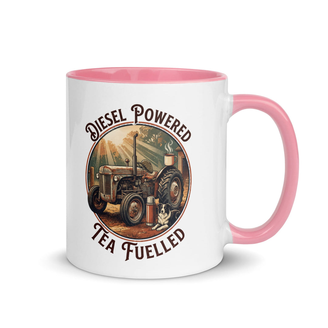 The Tractor Mugs Store Pink / 11 oz Diesel Powered. Tea Fuelled | Mug with Color Inside Quality Farmers Merch