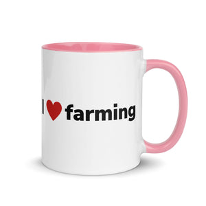 The Tractor Mugs Store Pink / 11 oz I Love Farming | Mug with Color Inside Quality Farmers Merch