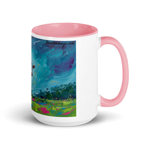 The Tractor Mugs Store Pink / 15 oz Hereford Cow Splash Art | Mug with Color Inside Quality Farmers Merch
