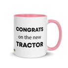 The Tractor Mugs Store Pink Congrats On The New Tractor  | Mug with Color Inside Quality Farmers Merch