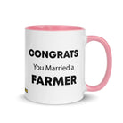 The Tractor Mugs Store Pink Congrats You Married A Farmer | Mug with Color Inside Quality Farmers Merch