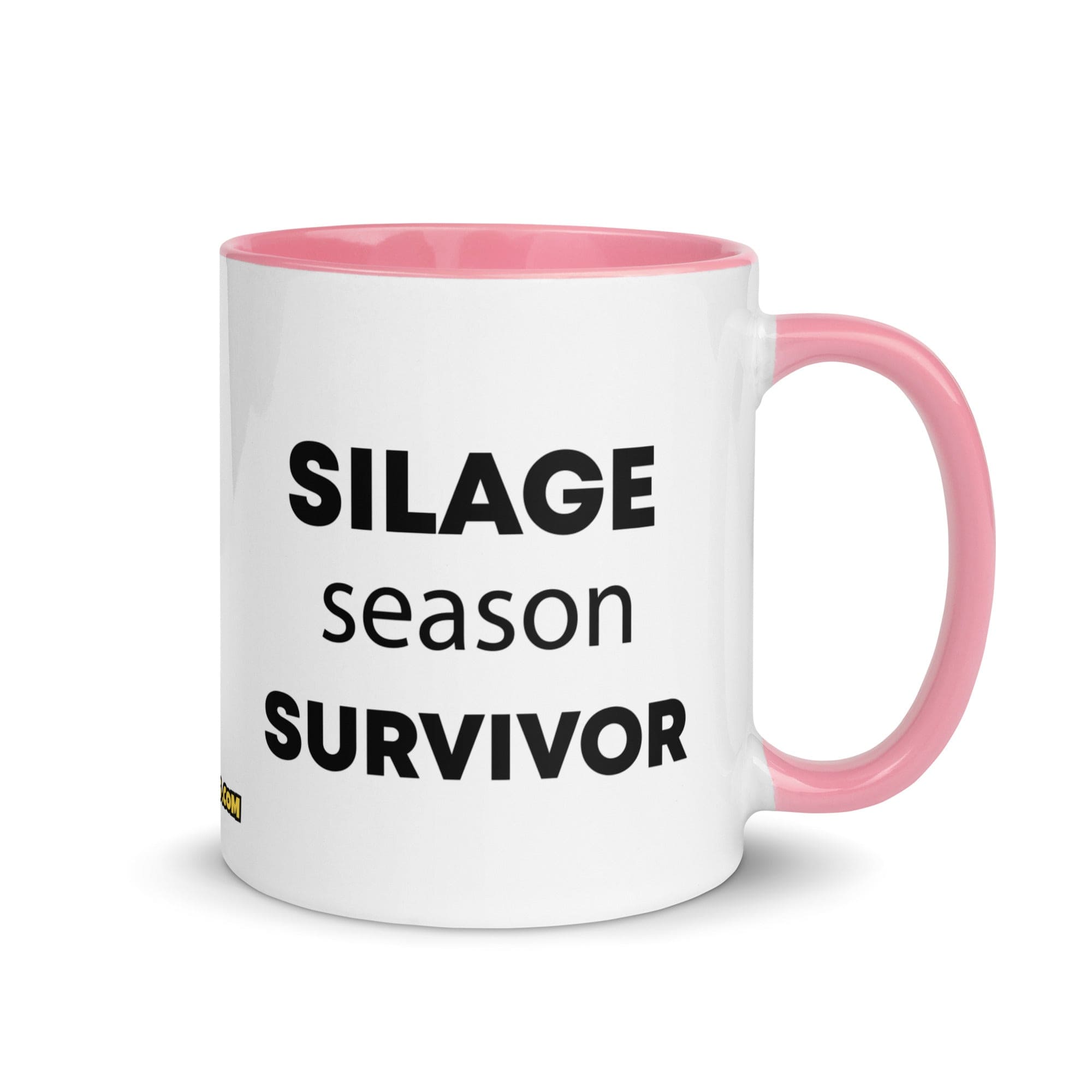 The Tractor Mugs Store Pink Silage Season Survivor  | Mug with Color Inside Quality Farmers Merch