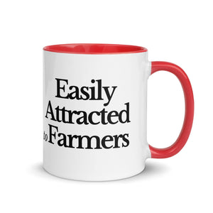 The Tractor Mugs Store Red / 11 oz EASILY ATTRACTED TO FARMERS | Mug with Color Inside Quality Farmers Merch
