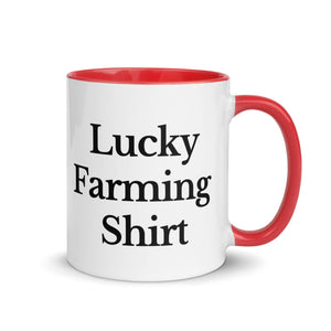The Tractor Mugs Store Red / 11 oz LUCKY FARMING SHIRT | Mug with Color Inside Quality Farmers Merch