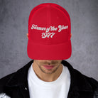 The Tractor Mugs Store Red Farmer of The Year 1977 | Retro 70's Trucker Cap Quality Farmers Merch