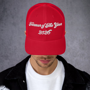 The Tractor Mugs Store Red Farmer of The Year 2026 | Retro 70's Trucker Cap Quality Farmers Merch