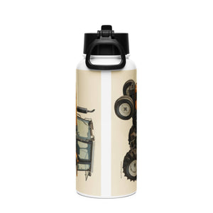 The Tractor Mugs Store Renault 65-32 MX Oil Painting | Stainless steel water bottle with a straw lid Quality Farmers Merch