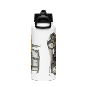 The Tractor Mugs Store Renault 65-32 MX Pencil Sketch | Stainless steel water bottle with a straw lid Quality Farmers Merch