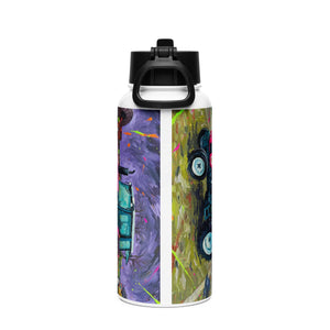 The Tractor Mugs Store Renault 65-32 MX Splash Art | Stainless steel water bottle with a straw lid Quality Farmers Merch