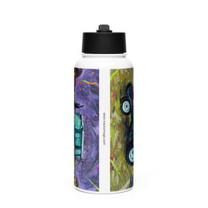 The Tractor Mugs Store Renault 65-32 MX Splash Art | Stainless steel water bottle with a straw lid Quality Farmers Merch