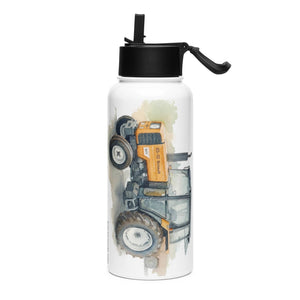 The Tractor Mugs Store Renault 65-32 MX Watercolor | Stainless steel water bottle with a straw lid Quality Farmers Merch