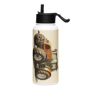 The Tractor Mugs Store Renault ares 696 rz Oil Painting | Stainless steel water bottle with a straw lid Quality Farmers Merch