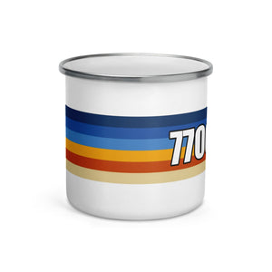 The Tractor Mugs Store Retro Stripes 7700 | Enamel Mug Quality Farmers Merch