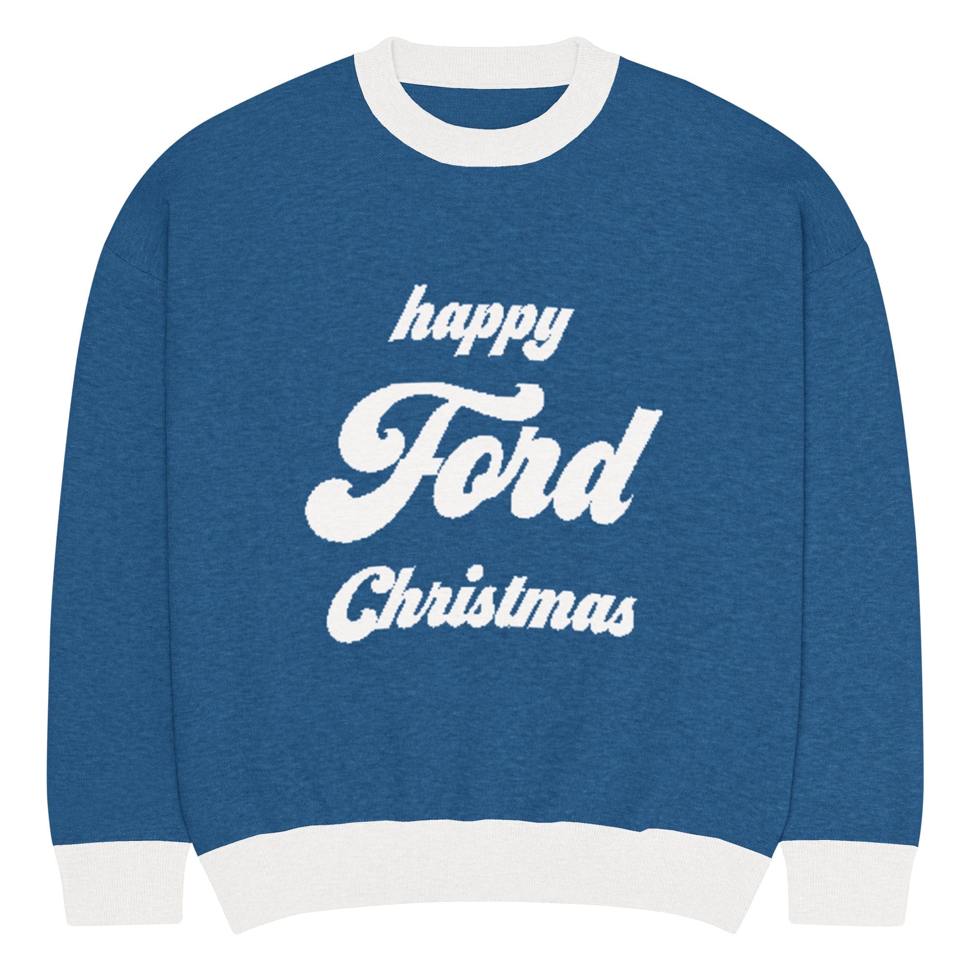 The Tractor Mugs Store S Happy Ford Christmas Jumper | Relaxed Fit Knitted Crew Neck Sweater Quality Farmers Merch