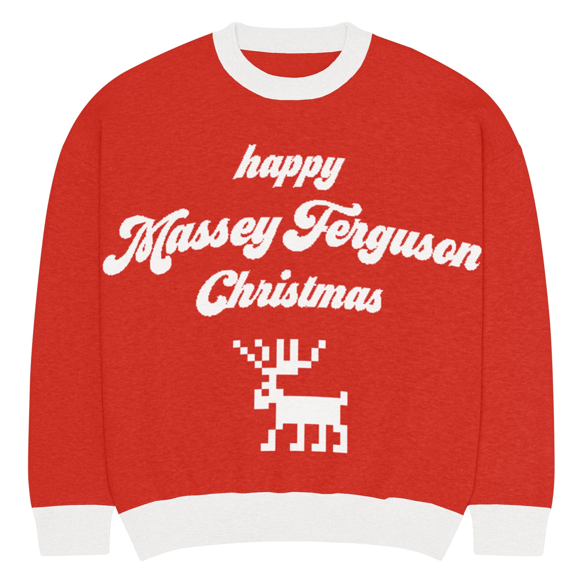 The Tractor Mugs Store S Happy Massey Christmas Jumper | Relaxed fit knitted crew neck sweater Quality Farmers Merch