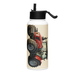 The Tractor Mugs Store SAME Explorer 105 (Stage V) Oil Painting | Stainless steel water bottle with a straw lid Quality Farmers Merch
