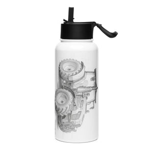 The Tractor Mugs Store SAME Explorer 105 (Stage V) Pencil Sketch | Stainless steel water bottle with a straw lid Quality Farmers Merch