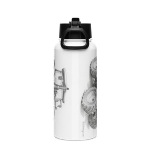 The Tractor Mugs Store SAME Explorer 105 (Stage V) Pencil Sketch | Stainless steel water bottle with a straw lid Quality Farmers Merch
