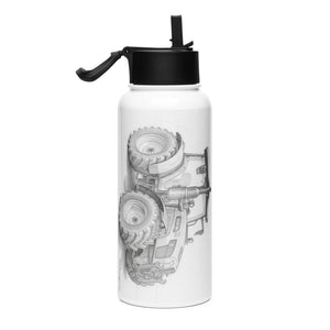 The Tractor Mugs Store SAME Explorer 105 (Stage V) Pencil Sketch | Stainless steel water bottle with a straw lid Quality Farmers Merch