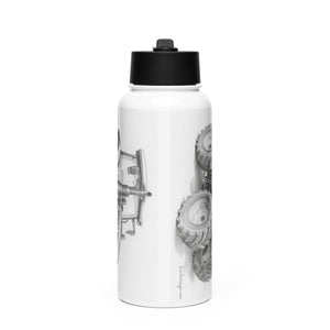 The Tractor Mugs Store SAME Explorer 105 (Stage V) Pencil Sketch | Stainless steel water bottle with a straw lid Quality Farmers Merch