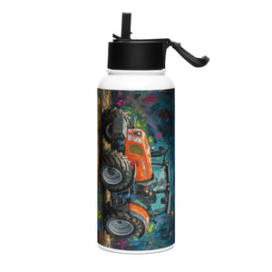 The Tractor Mugs Store SAME Explorer 105 (Stage V) Splash Art | Stainless steel water bottle with a straw lid Quality Farmers Merch