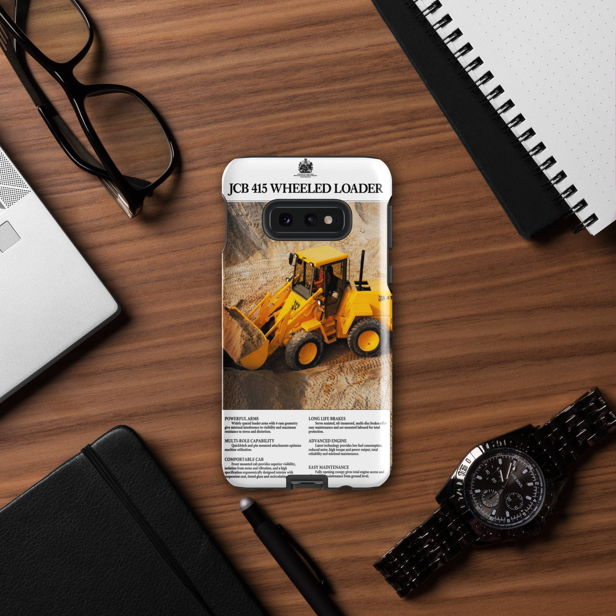 The Tractor Mugs Store Samsung Galaxy S10e JCB 415 Loader Advert | Tough case for Samsung® Quality Farmers Merch