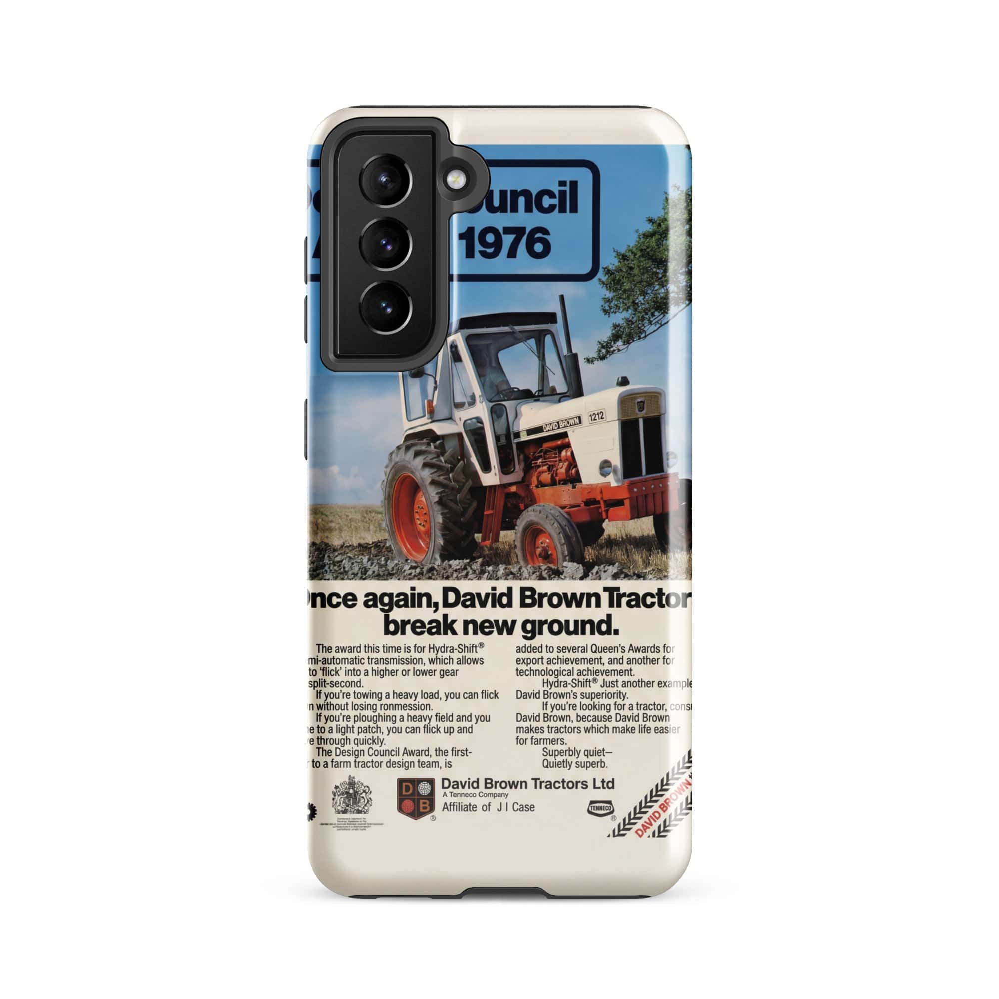 The Tractor Mugs Store Samsung Galaxy S21 FE David Brown Advert | Tough case for Samsung® Quality Farmers Merch