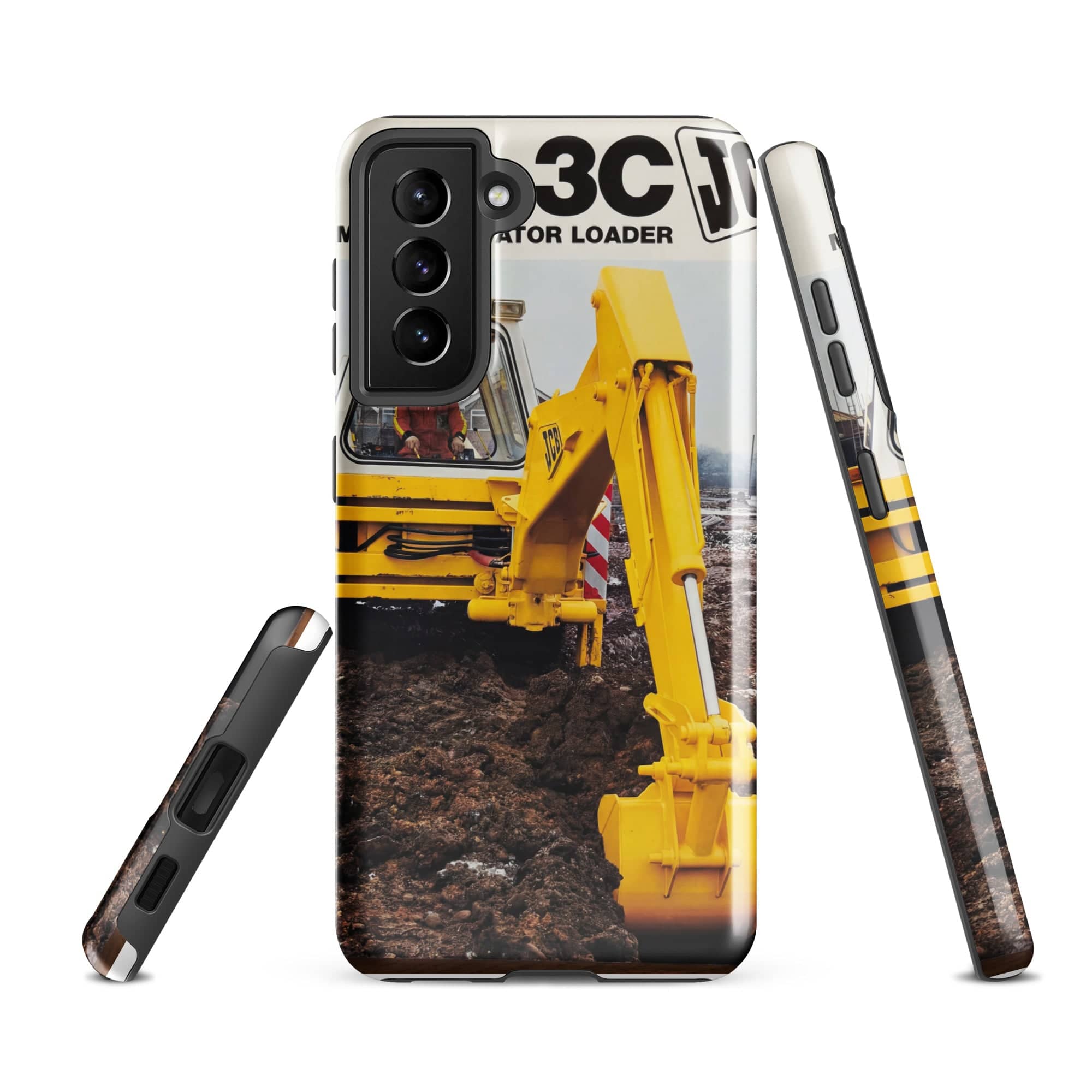 The Tractor Mugs Store Samsung Galaxy S21 FE JCB 3C II Advert | Tough case for Samsung® Quality Farmers Merch