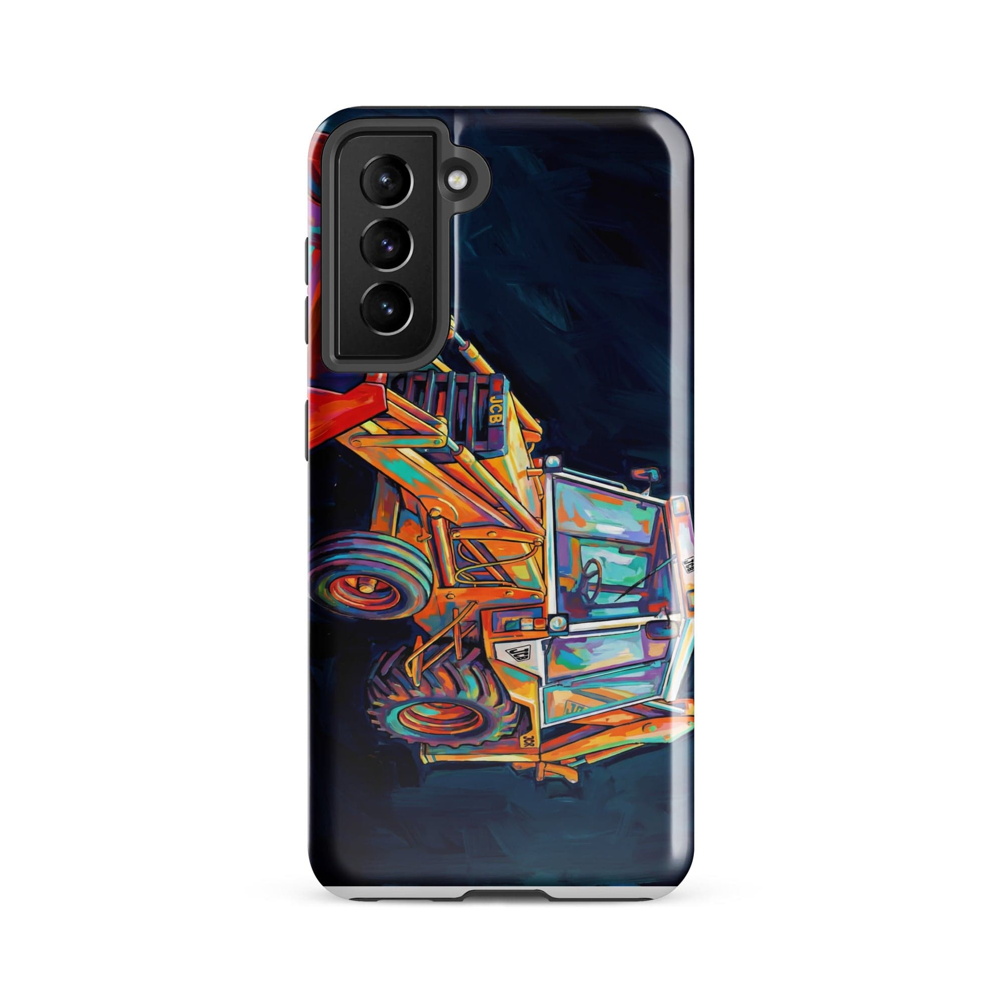 The Tractor Mugs Store Samsung Galaxy S21 FE JCB 3CX White Cabin | Splash Art Tough case for Samsung® Quality Farmers Merch