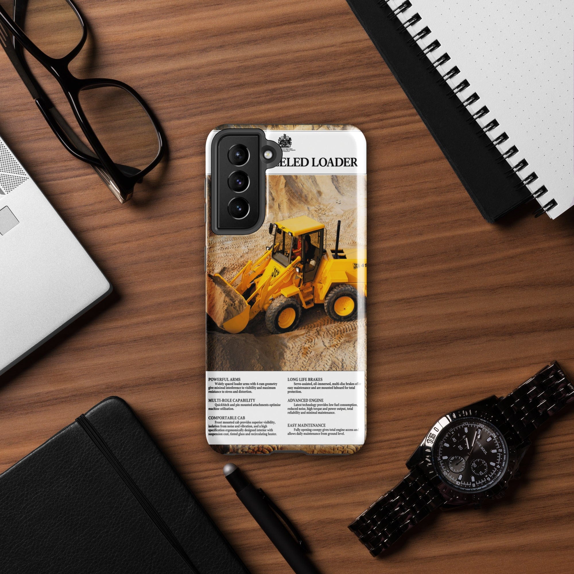 The Tractor Mugs Store Samsung Galaxy S21 JCB 415 Loader Advert | Tough case for Samsung® Quality Farmers Merch